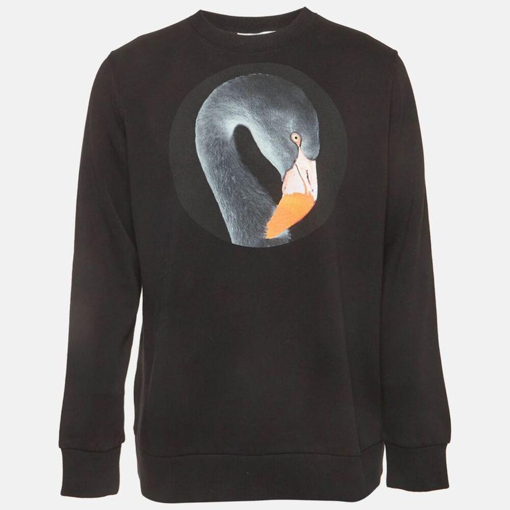 Givenchy Black Swan Pattern Cotton Knit Crew Neck Sweatshirt L